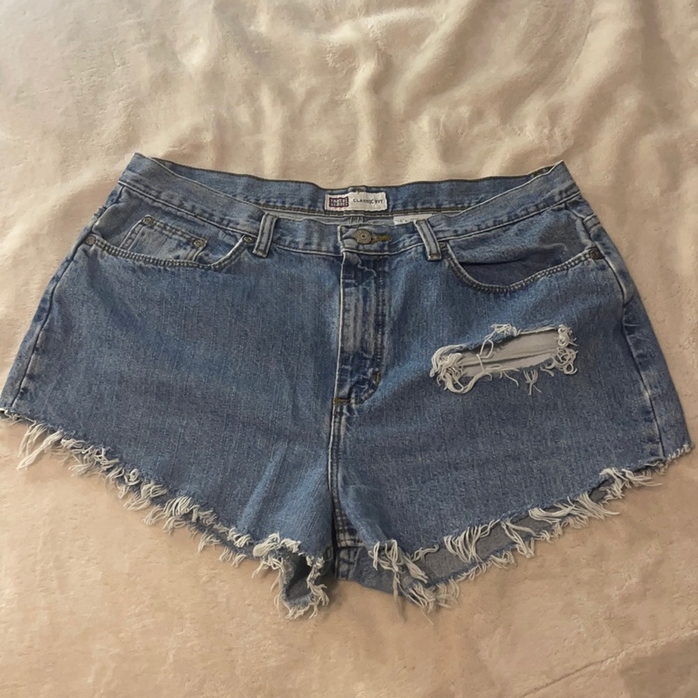 fringed denim shorts